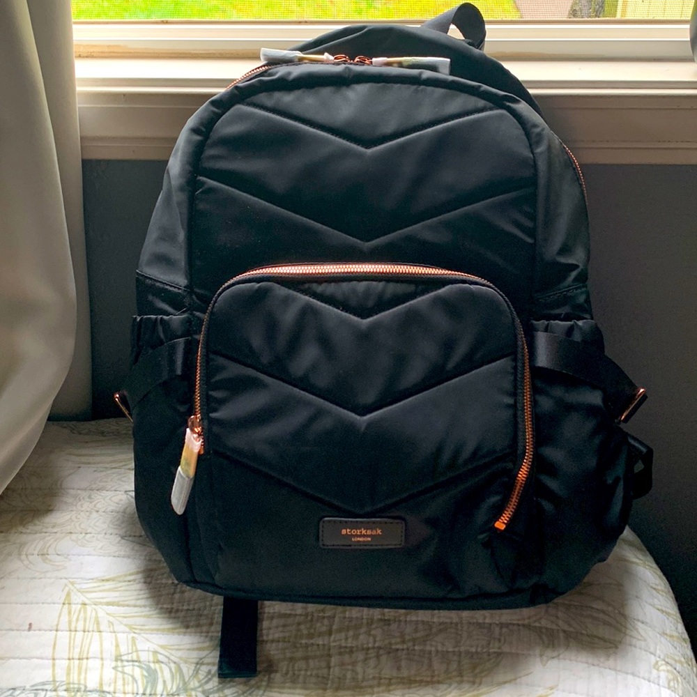 Storksak hero quilt black nylon baby bag